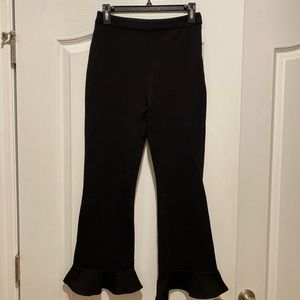 Black ruffle trip dress pants